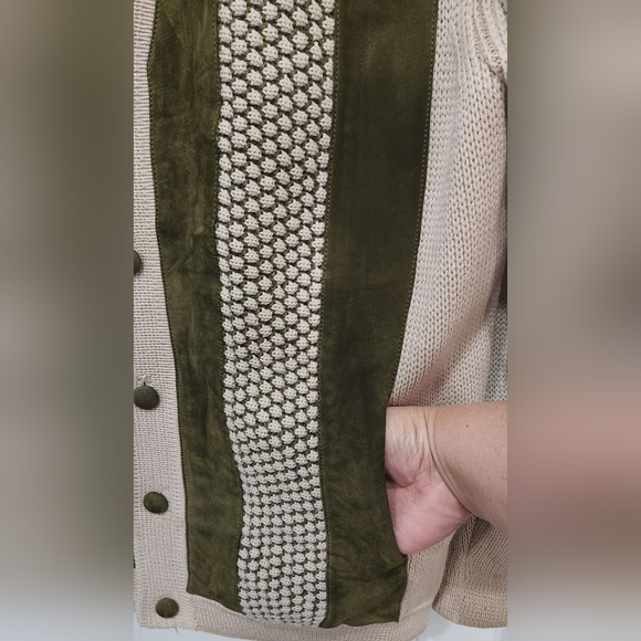 Vintage Baskins Made in Italy men's brown green sweater cardigan size La… - Picture 3 of 15